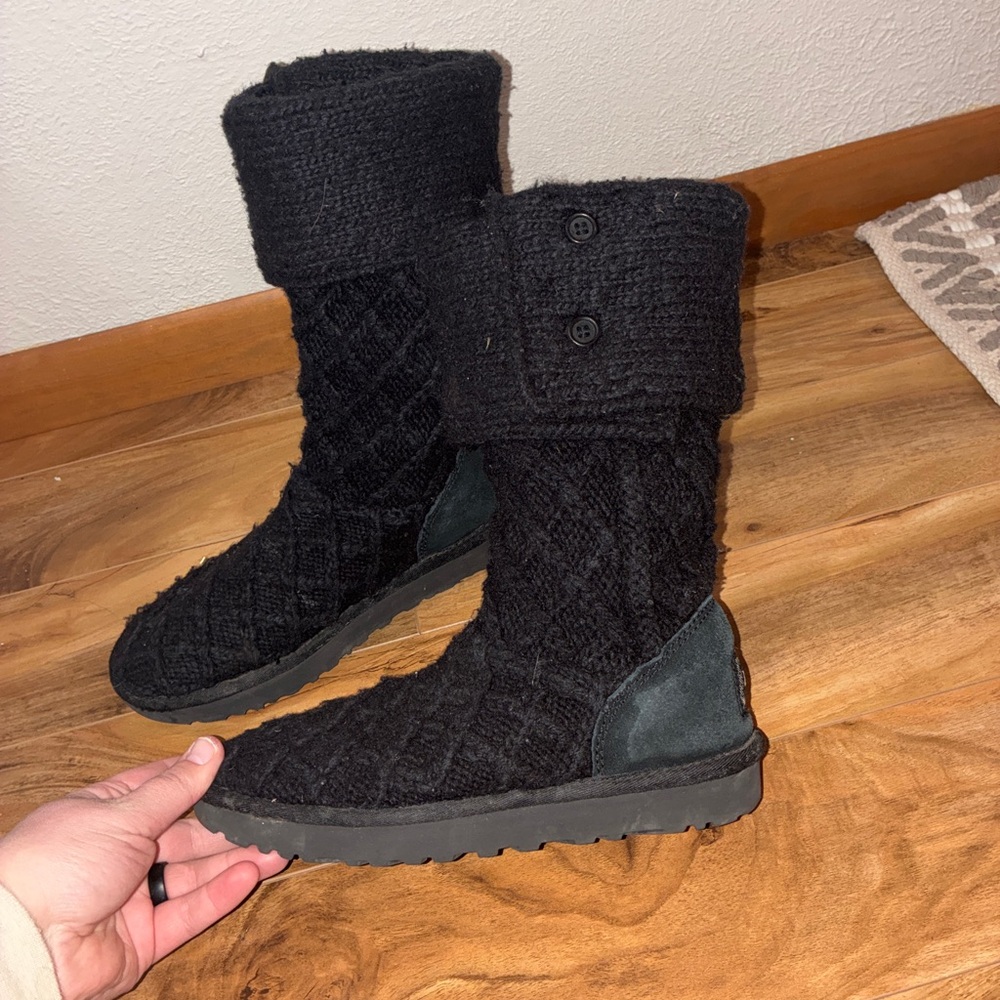 UGG Black Knit Boots - womens size 6
